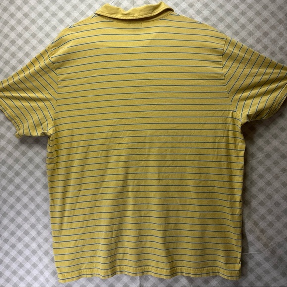 Men's J.Crew Factory Polo 100% Cotton Blue & Yellow Stripes Size Extra Large XL - Picture 2 of 5